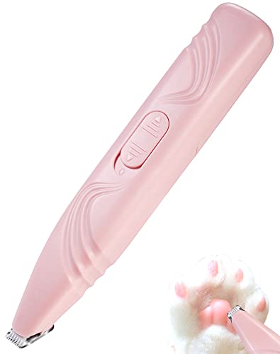 LEYOUFU Dog Paw Trimmer for Grooming, Cordless Electric Small Pet Grooming Clippers Hair Trimmer for Dogs Cats, Low Noise for Trimming Pet's Hair Around Paws, Eyes, Ears, Face, Rump (Pink)
