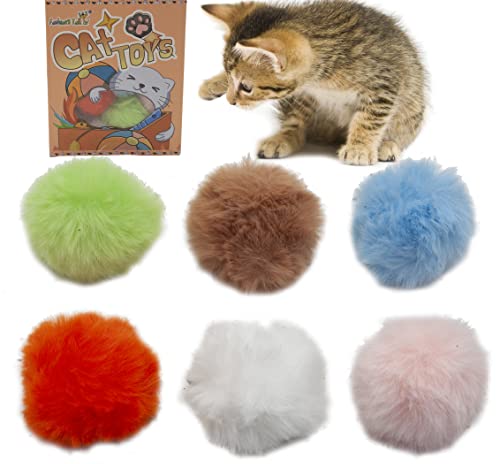 Fashion's Talk Fluffs Cat Ball Toys 18-Pack Plush Balls Kitten Toy with Catnip for Indoor Cats Color Varies Kitty Pom Pom Ball Chase Quiet Play