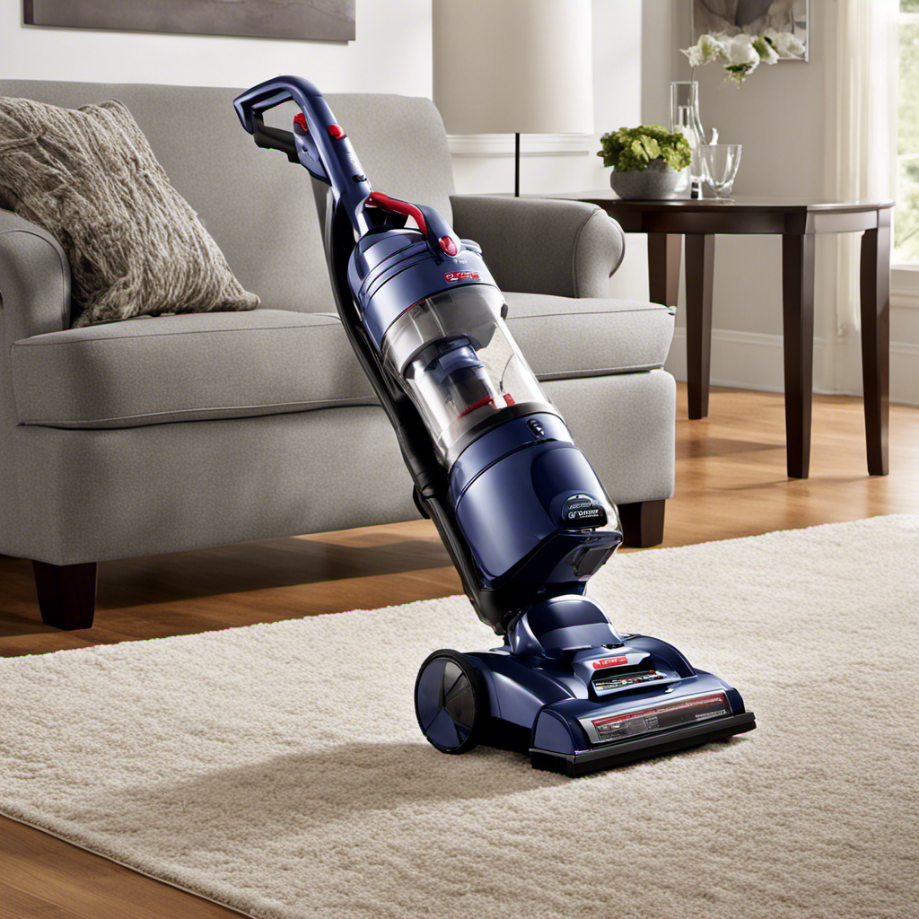 An image showcasing the Bissel Power Lifter Vacuum in action, specifically targeting pet hair