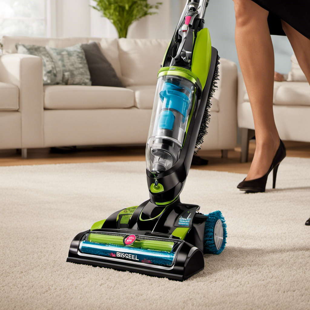 Capture the moment of a Bissell Pet Hair Eraser 2 in 1 Lift off vacuum in action, showcasing its safety valve mechanism as it effortlessly opens upon turning on the device, ensuring a hassle-free pet hair removal experience
