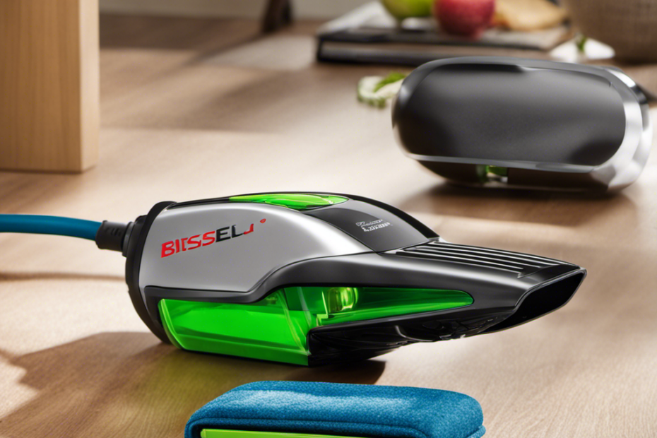 An image showcasing the Bissell Pet Hair Eraser Handheld vacuum with a broken charging cord