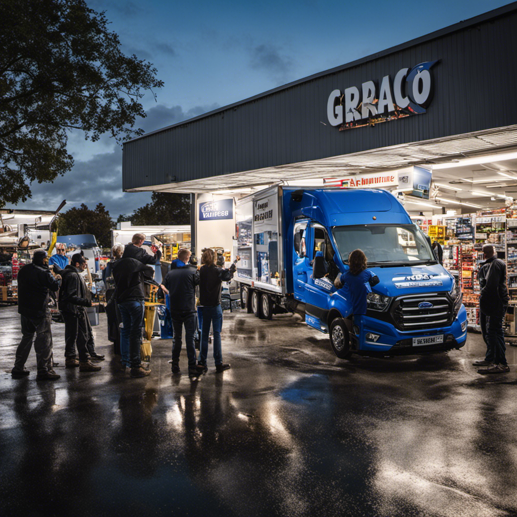 An image showcasing a bustling scene outside a hardware store in Matta, Preston West
