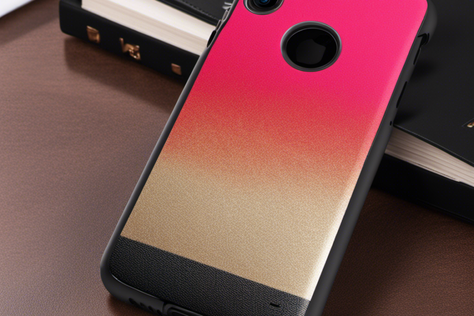 An image showcasing a sleek cell phone case in bold colors