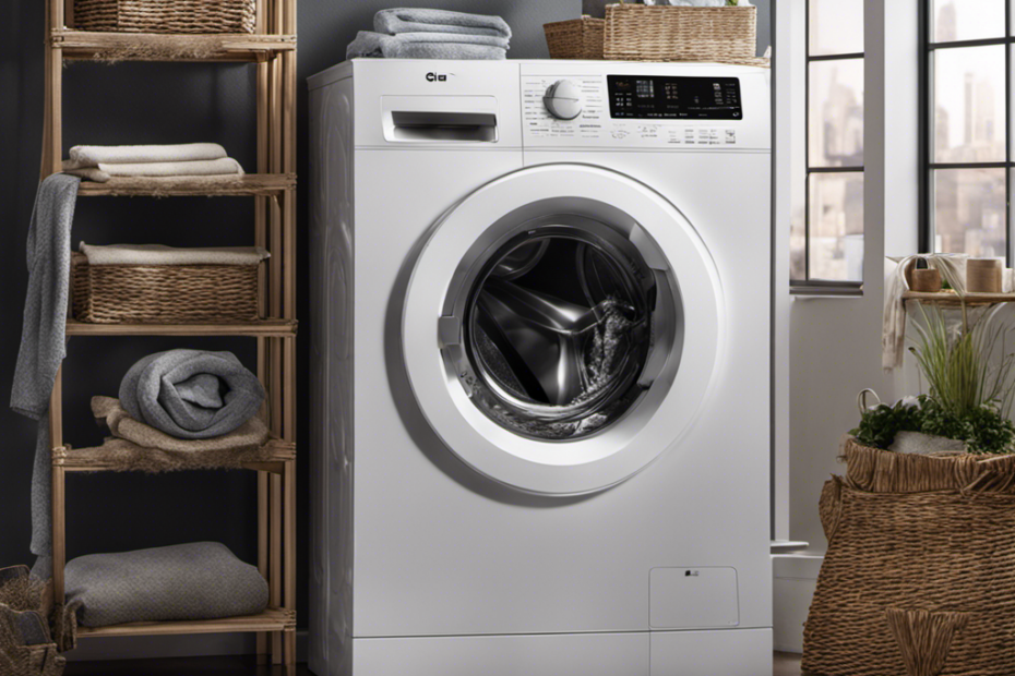 An image showcasing a washing machine with clothes covered in pet hair