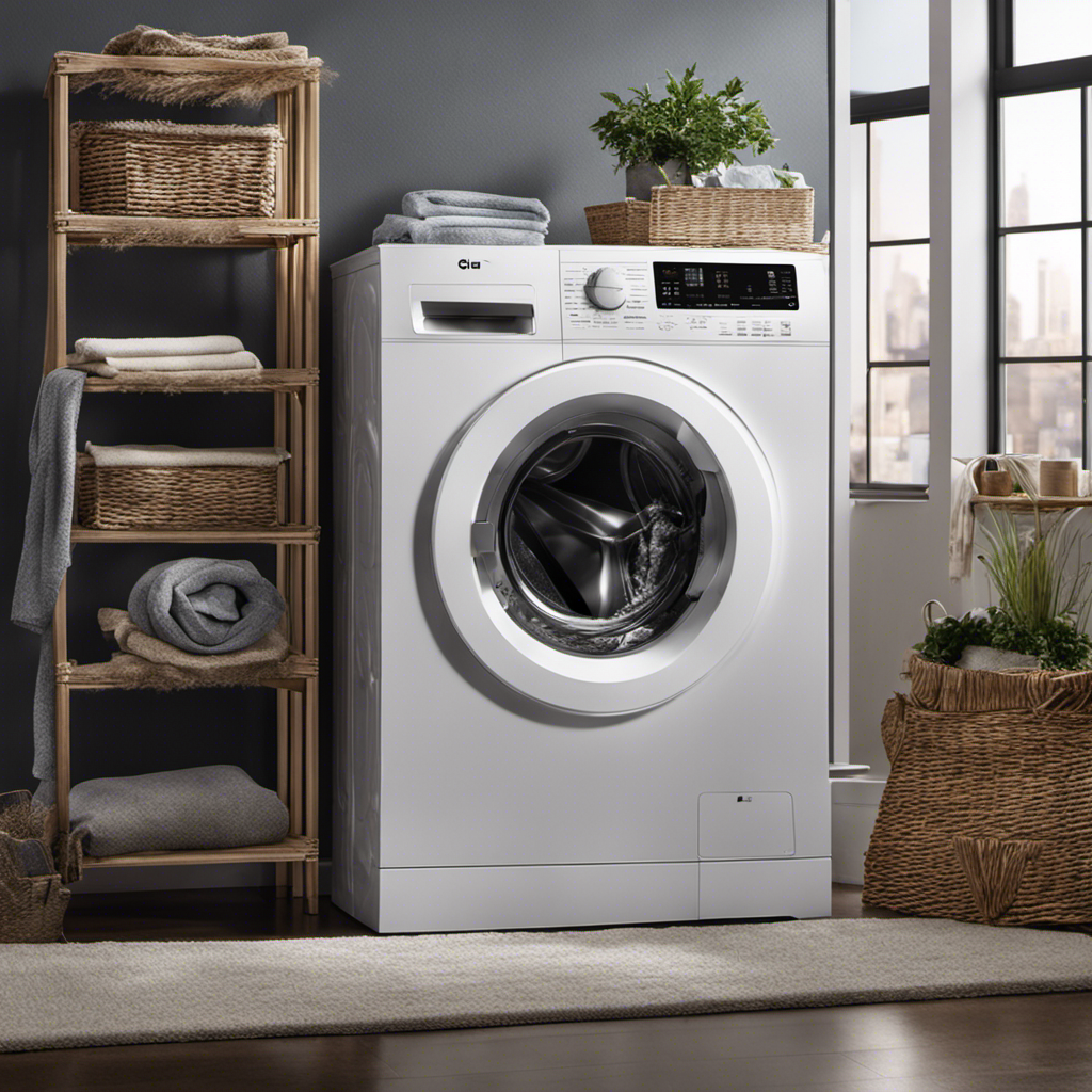 An image showcasing a washing machine with clothes covered in pet hair