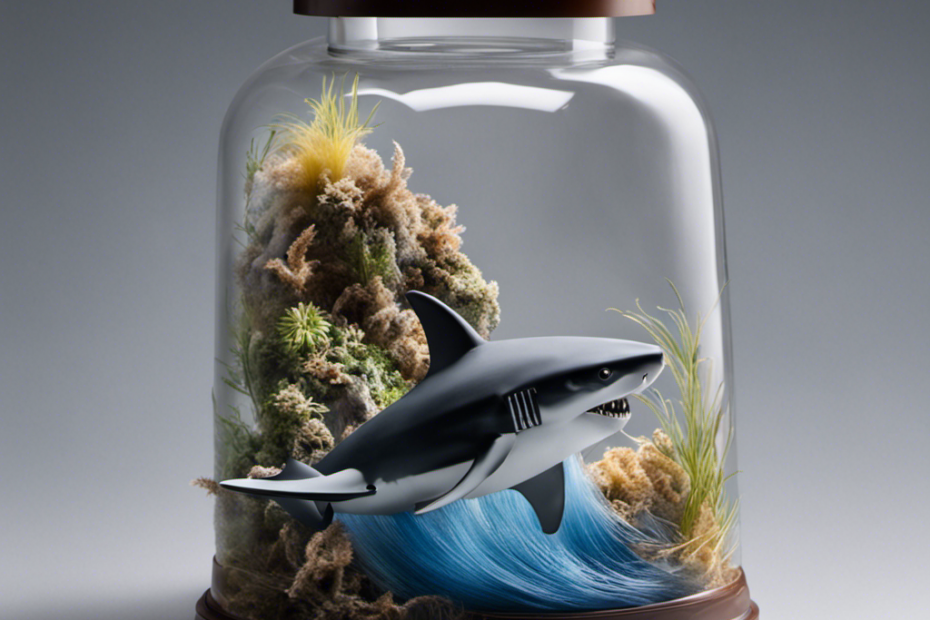 An image capturing the process of emptying a Shark pet hair container: a person firmly gripping the container's handle, carefully opening it with a thumb, revealing a compacted mass of pet hair, ready to be discarded
