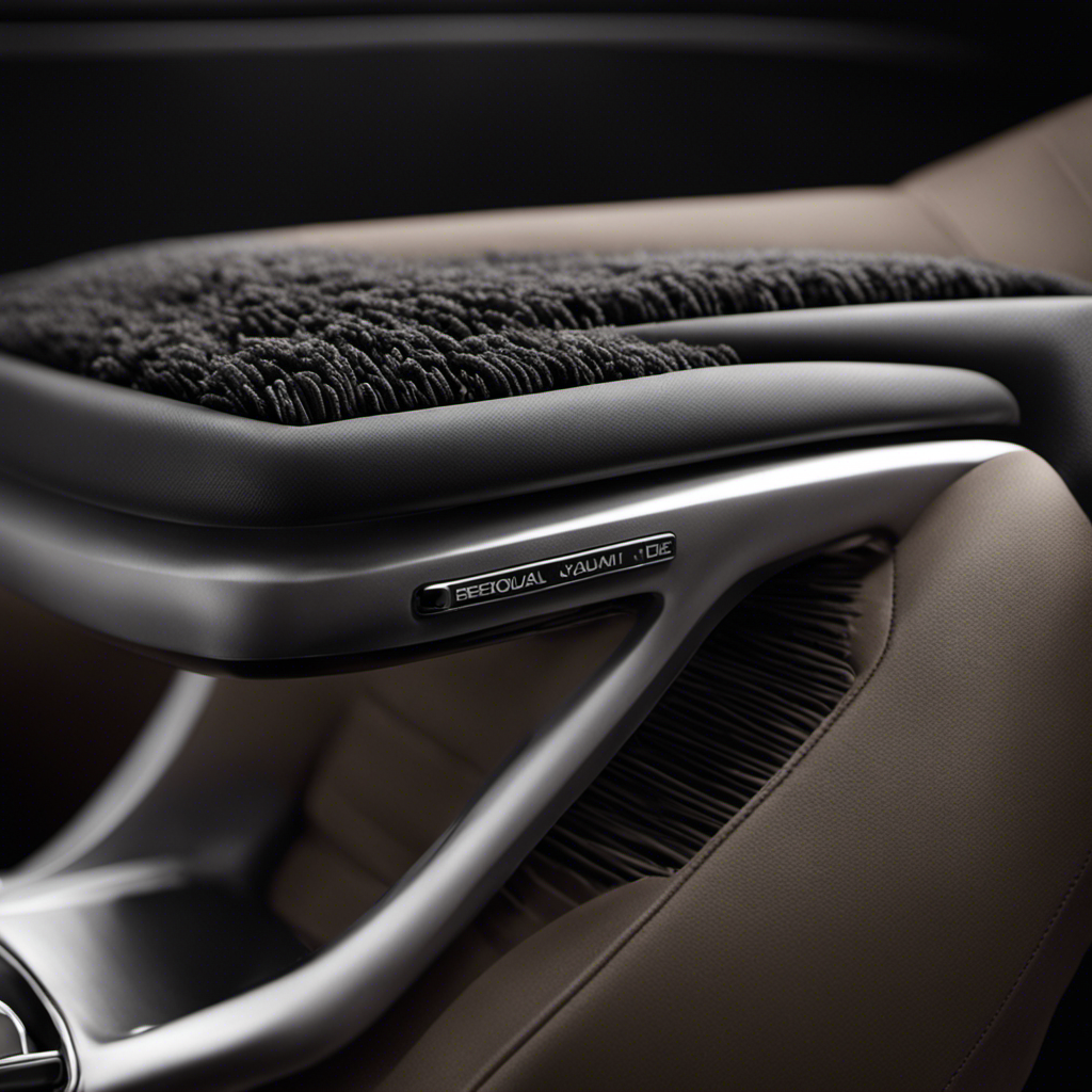 An image that showcases a close-up of a car seat's crevices, filled with stubborn pet hair