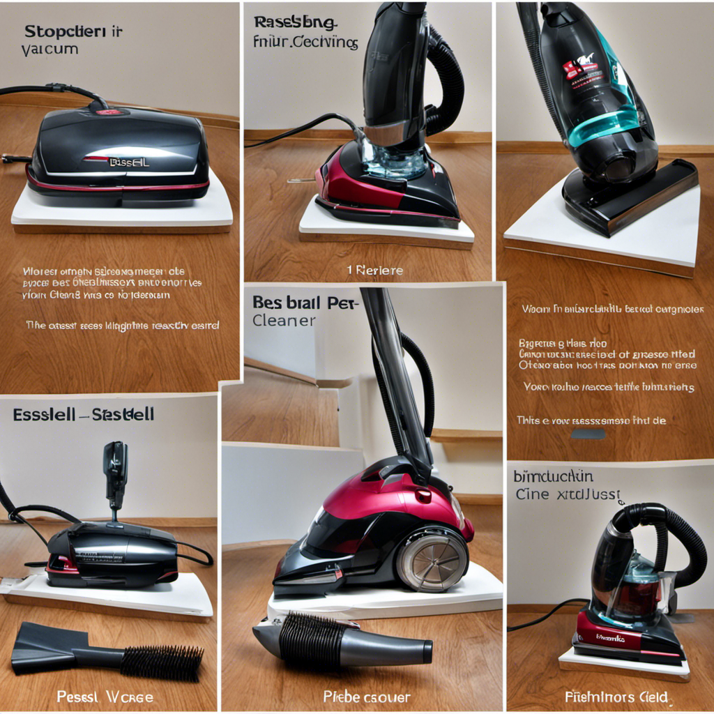 An image showcasing a step-by-step visual guide of dismantling, cleaning, and reassembling the Bissell Pet Hair Eraser vacuum cleaner