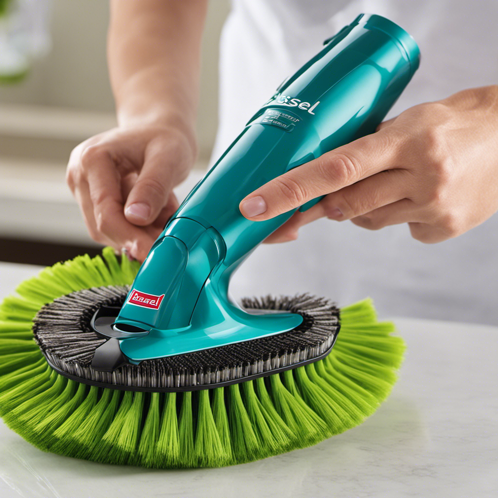 An image showcasing the intricate mechanism of the self-cleaning brush roll on the Bissell Pet Hair Eraser Vacuum