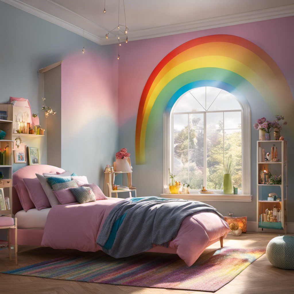 An image showcasing a vibrant rainbow stretching across a room, illuminating every nook and cranny