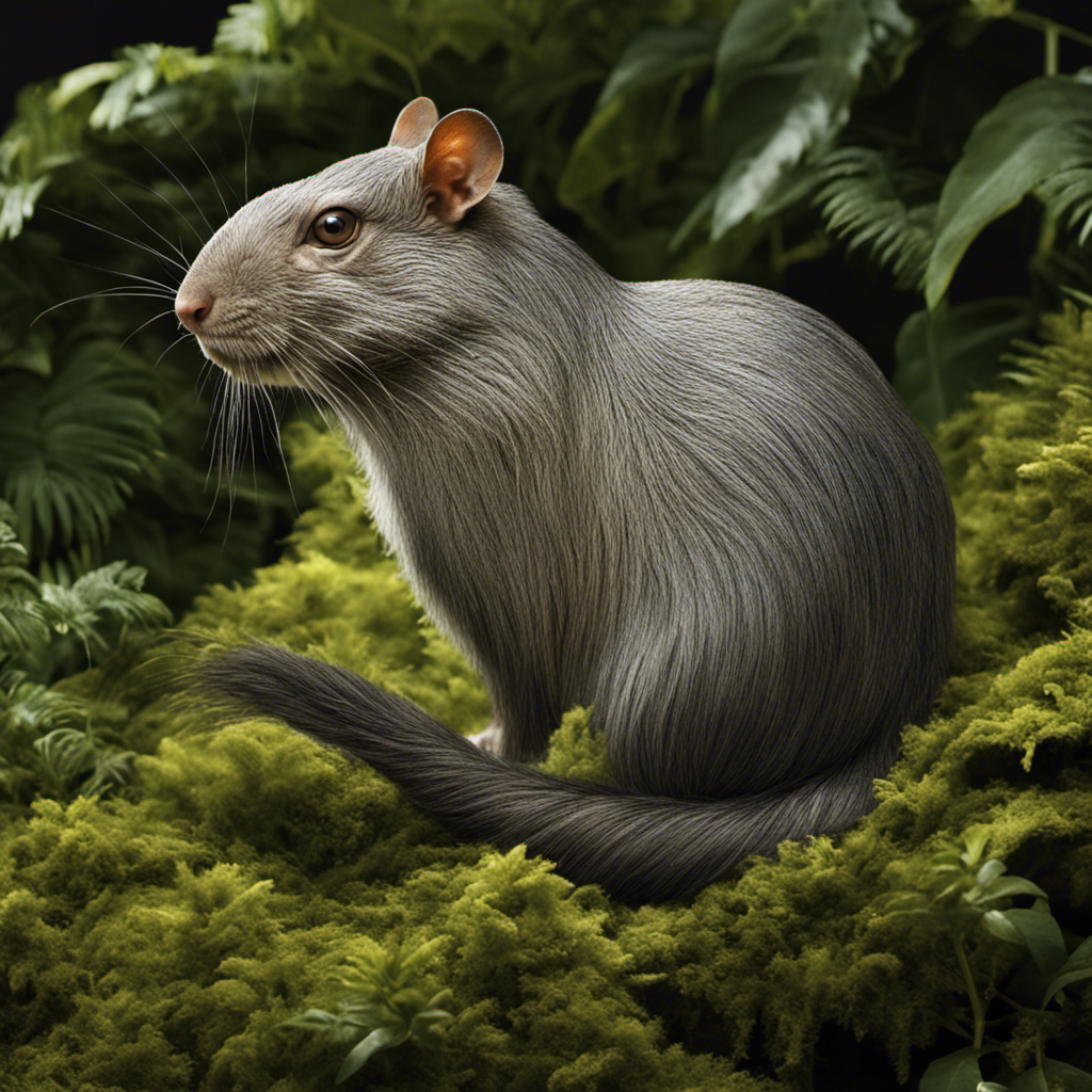 An image showcasing a regal long-haired Agouti pet, gracefully aged with a shimmering silver coat, peacefully nestled amidst vibrant greenery, evoking a sense of longevity and serenity