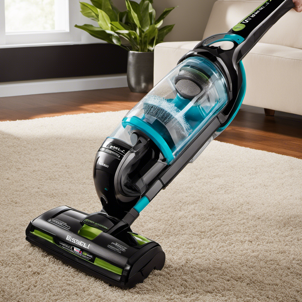 An image showcasing the Bissell Pet Hair Eraser vacuum, surrounded by a pile of pet hair