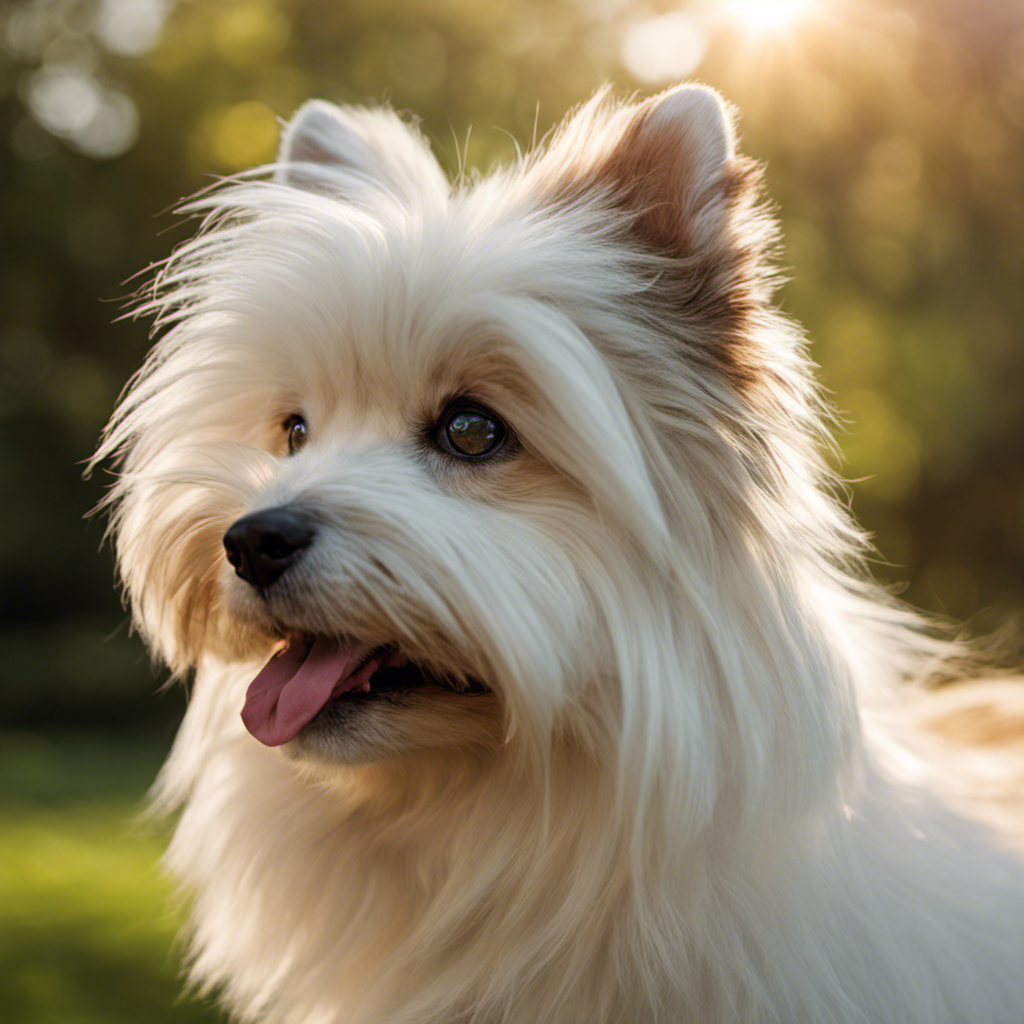 An image showcasing a fluffy pet with lustrous, healthy skin and hair after using Life Pet Skin and Hair Spray