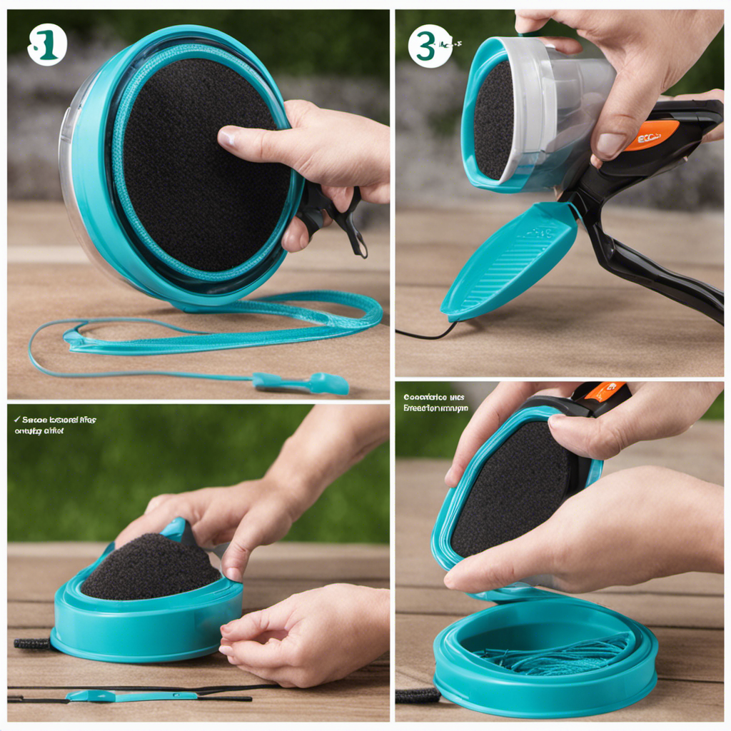 An image showcasing a step-by-step guide on how to properly apply the 'Gasket' to the Bissell Pet Hair Eraser Corded Handheld Filter