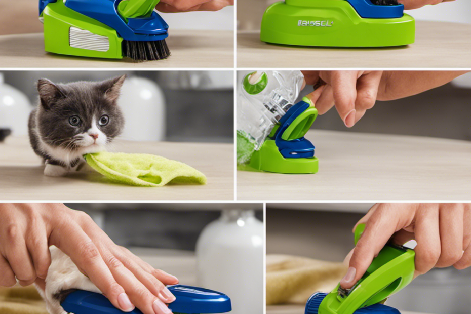 An image showcasing a step-by-step process of meticulously cleaning the Bissell Pet Hair Eraser