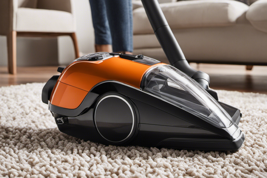 An image capturing a hand-held vacuum cleaner effortlessly suctioning up stubborn pet hair from a car carpet
