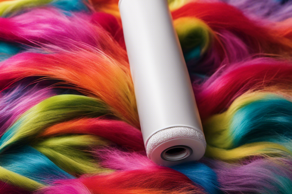 An image capturing the essence of a fluffy white bedsheet covered in colorful pet hair
