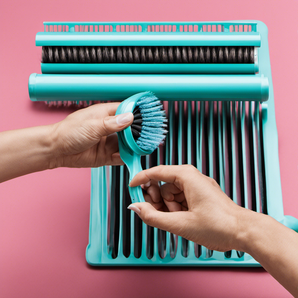 An image capturing the process of cleaning a reusable pet hair roller