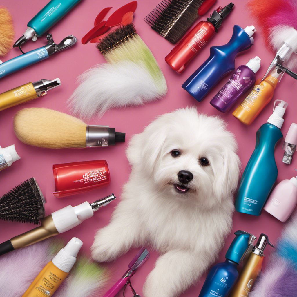 An image capturing the process of coloring pet hair spray