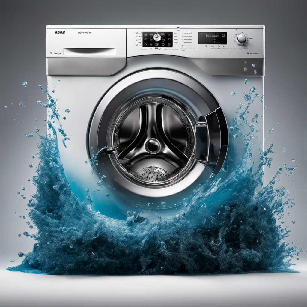 An image that showcases a washing machine filled with water, a pile of pet hair floating on the surface