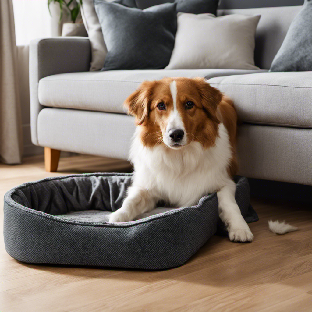 An image capturing the process of removing dog hair from a pet bed