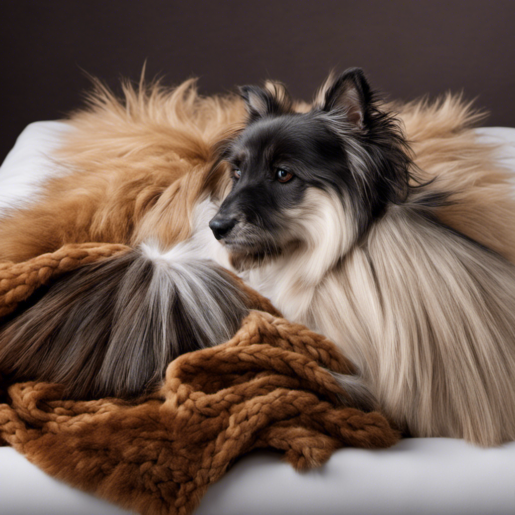 An image depicting a cozy blanket covered in various pet hairs
