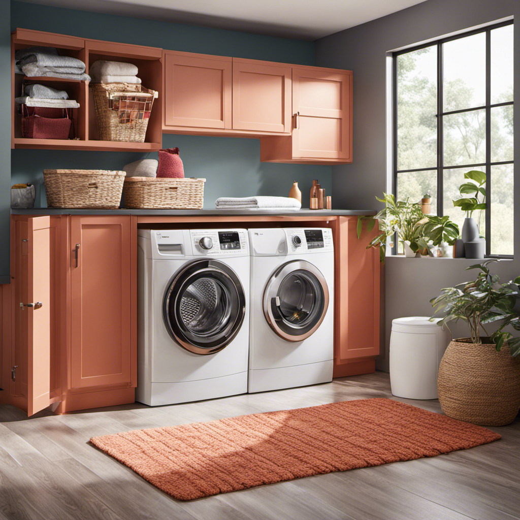 An image showcasing a vibrant laundry room scene