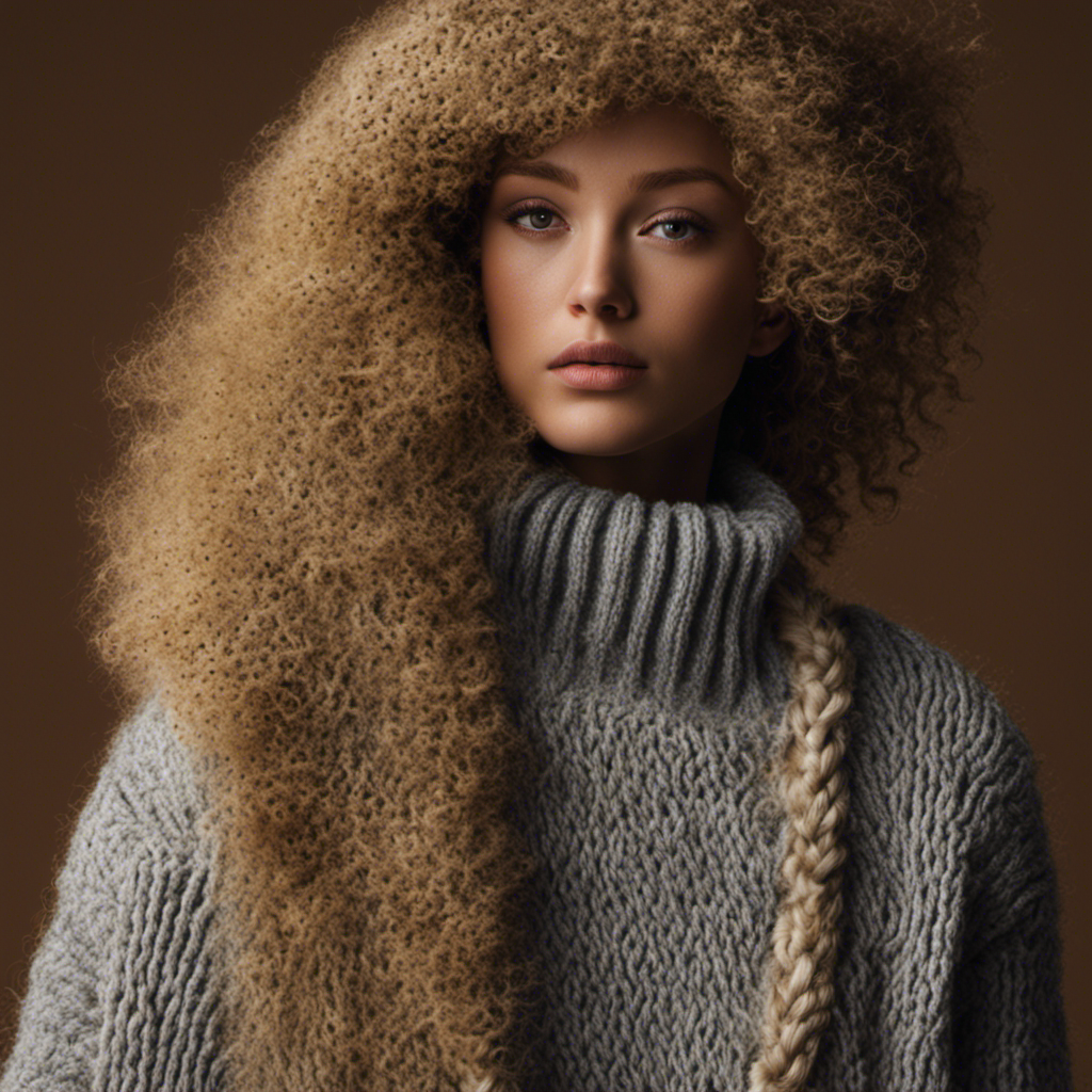 An image showing a person wearing a sweater covered in pet hair