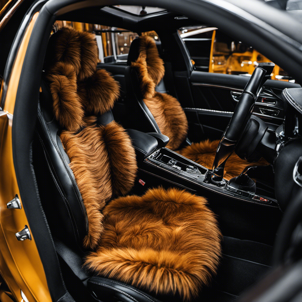 An image showcasing a pair of black car seats covered in pet hair