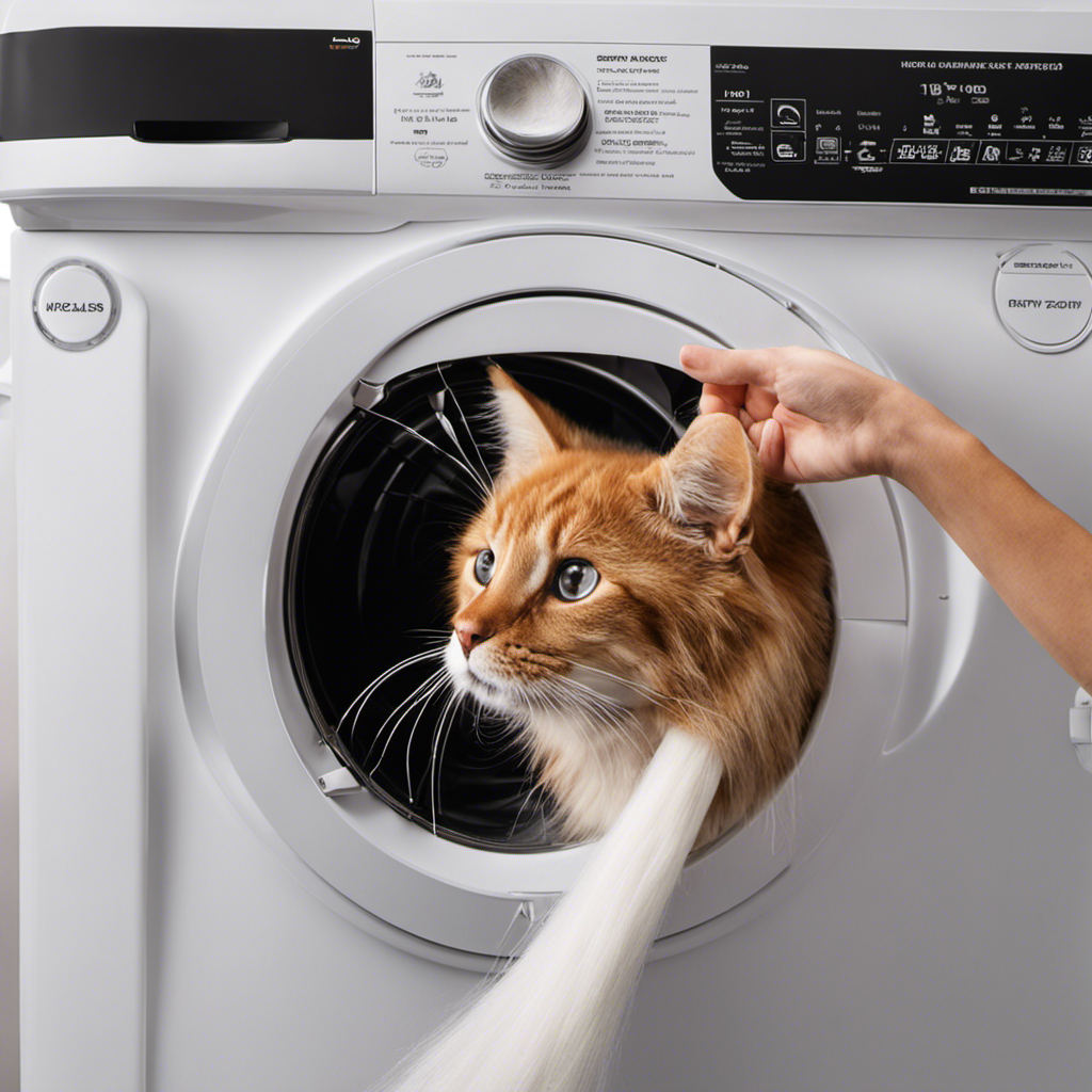 An image that captures the frustration of finding pet hair stuck to the washer and dryer