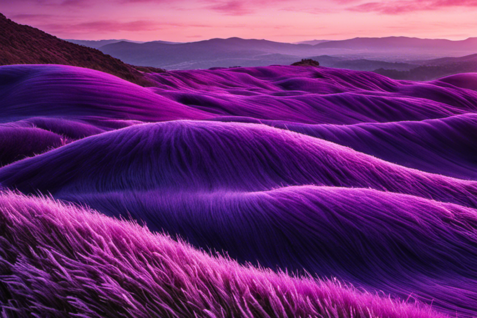 An image of a vibrant purple microfiber cloth, covered in an array of pet hairs that vary in length and color