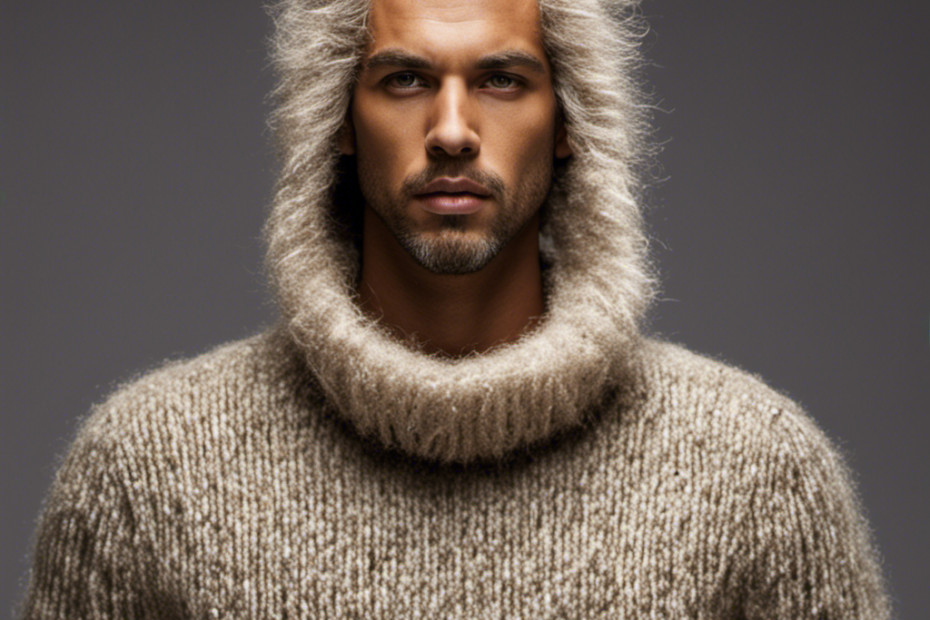 An image of a person wearing a sweater covered in pet hair