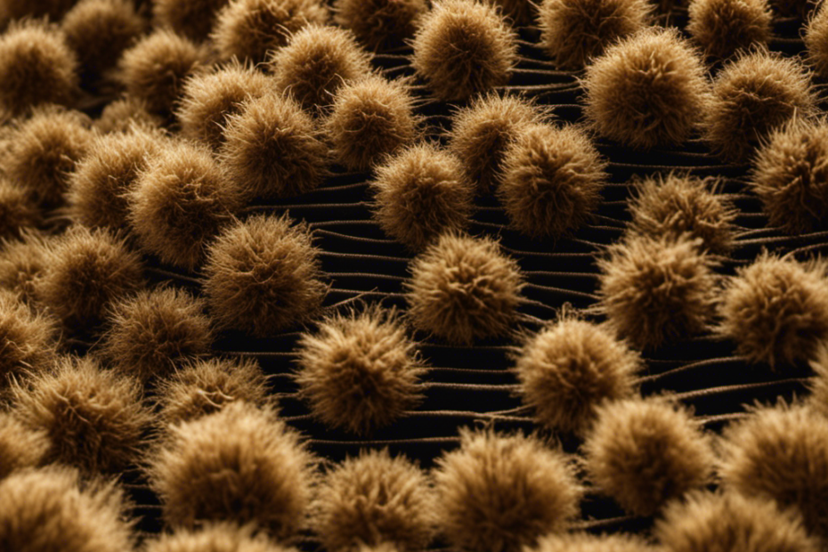 An image showcasing a hand removing clumps of pet hair from a clogged filter