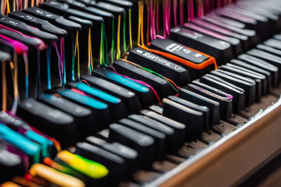An image of a computer keyboard covered in various colors and lengths of pet hair