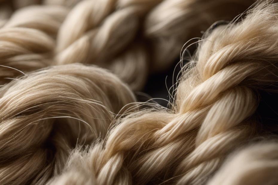 -up image of a soft, luxurious wool sweater, covered in fine strands of pet hair clinging to its fibers