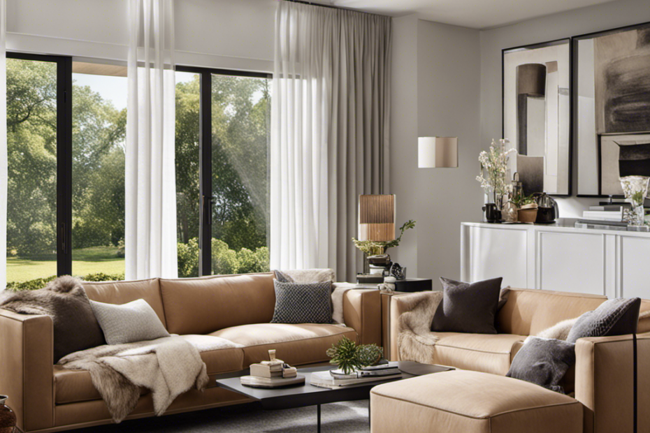 An image capturing a clean, clutter-free living room with a pristine sofa and floor