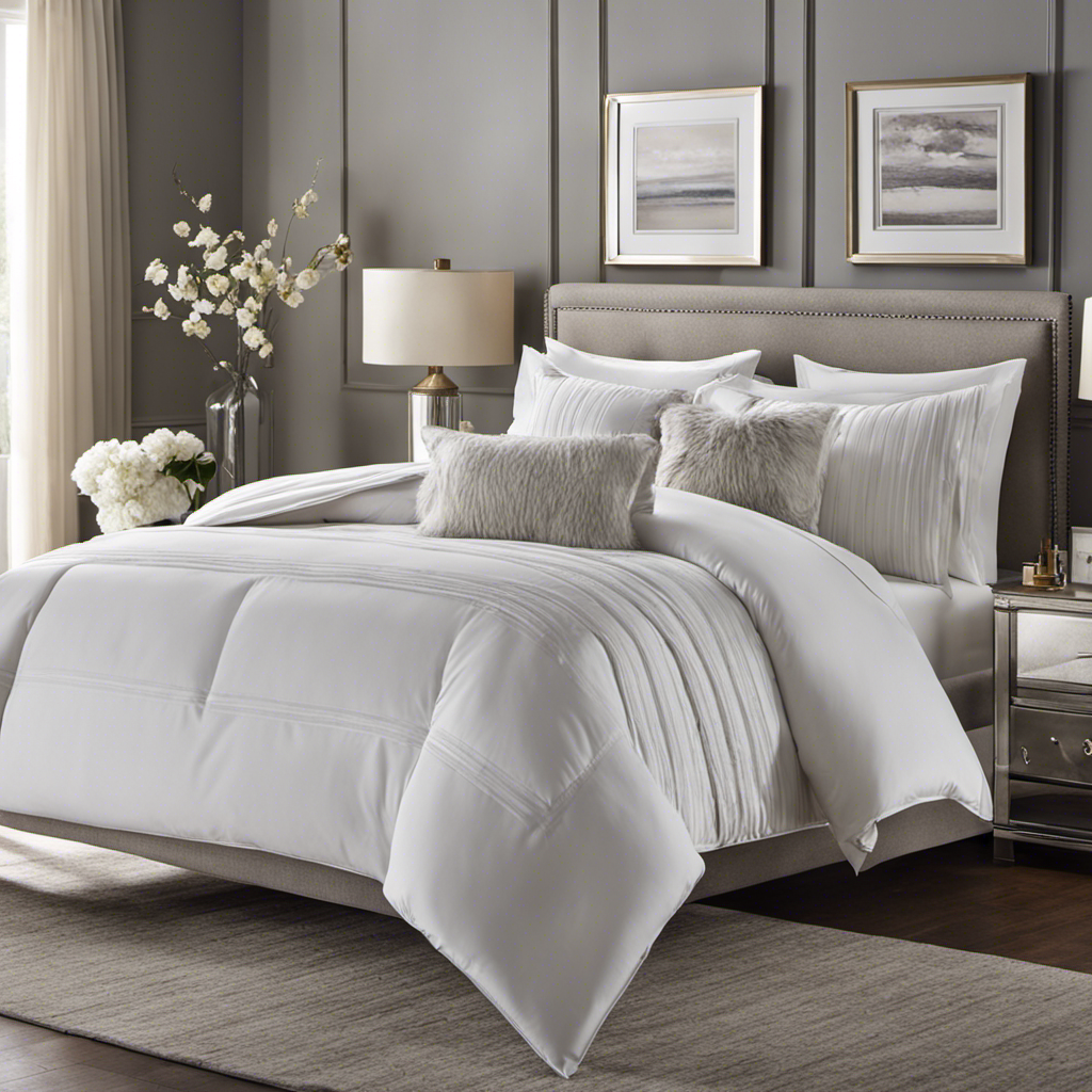 An image showcasing a neatly made bed with crisp, wrinkle-free sheets and a fluffy duvet cover