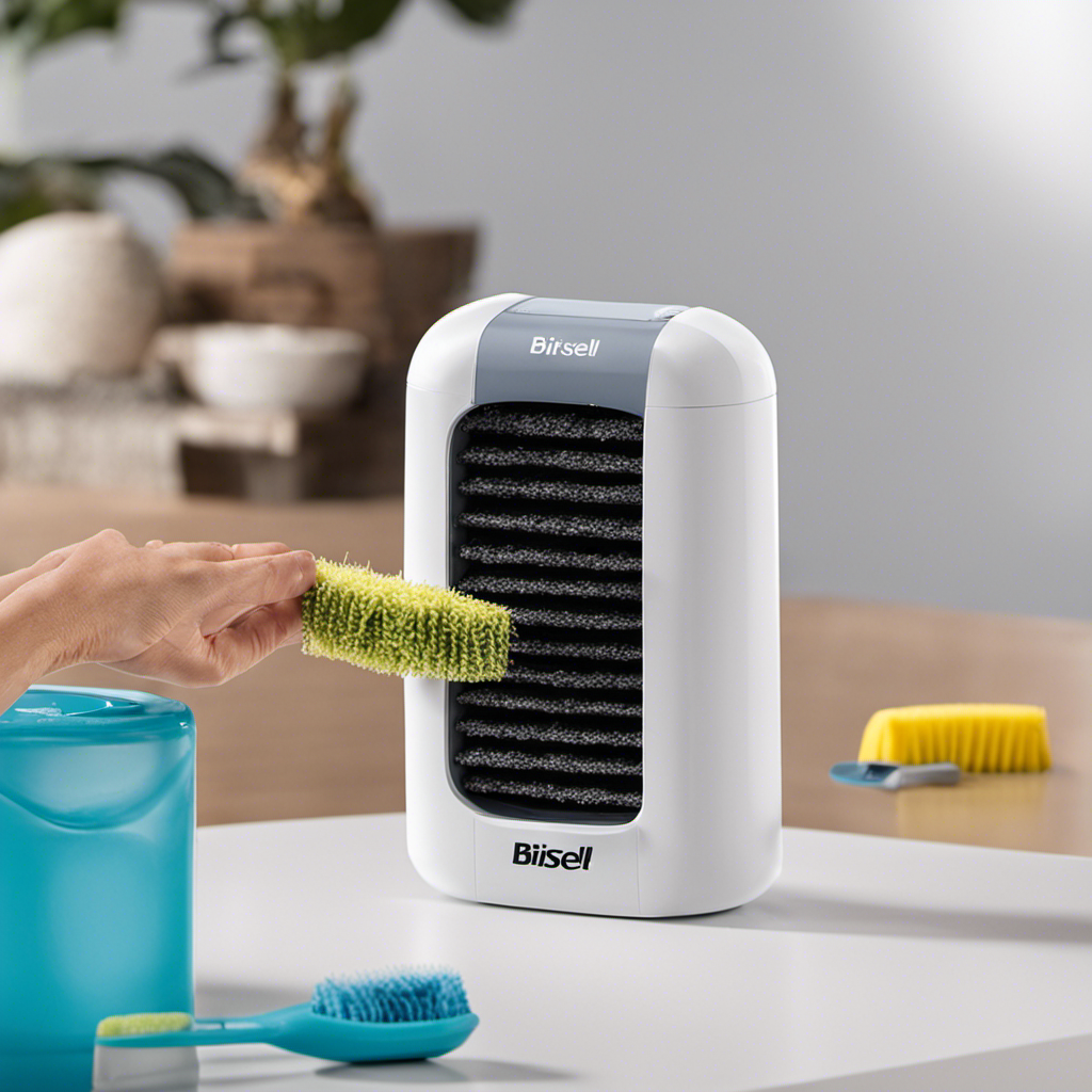 An image showcasing the step-by-step process of assembling a Bisell Pet Hair Eraser filter: capturing the removal of pet hair, cleaning and replacing the filter, ensuring a pristine and hair-free environment