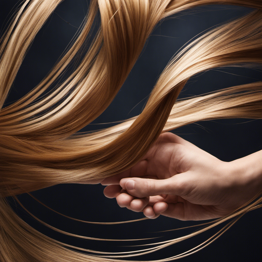 An image showcasing a pair of hands gently running through a cascade of luscious, shiny hair, with fingers delicately separating strands, conveying the art of petting hair for ultimate relaxation and care