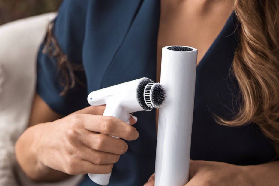 An image showcasing a person wearing a lint roller, effortlessly removing pet hair from their clothing