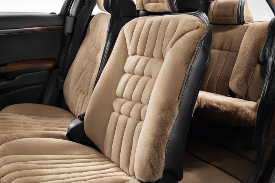 An image showcasing a car seat covered in pet hair