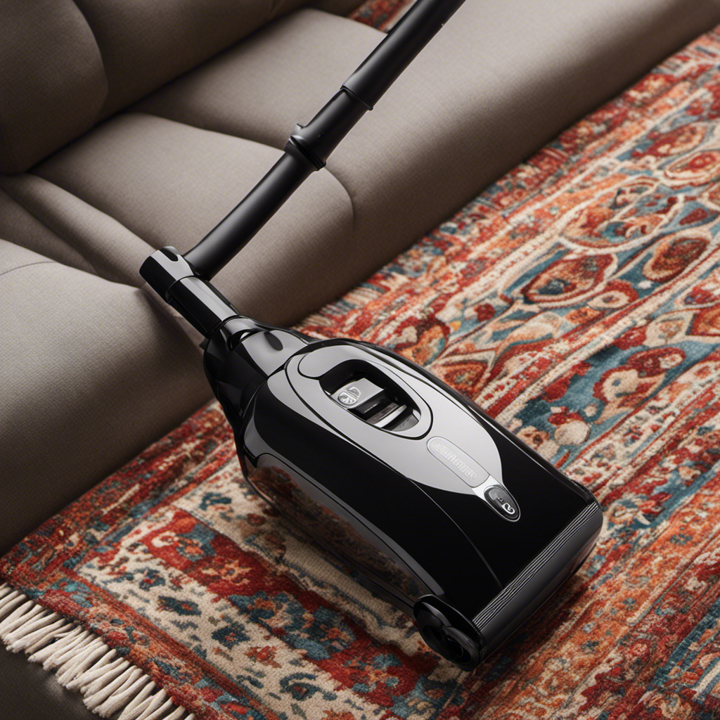 an image of a hand-held vacuum cleaner gliding effortlessly over a cozy, patterned blanket, gently sucking up every last strand of stubborn pet hair