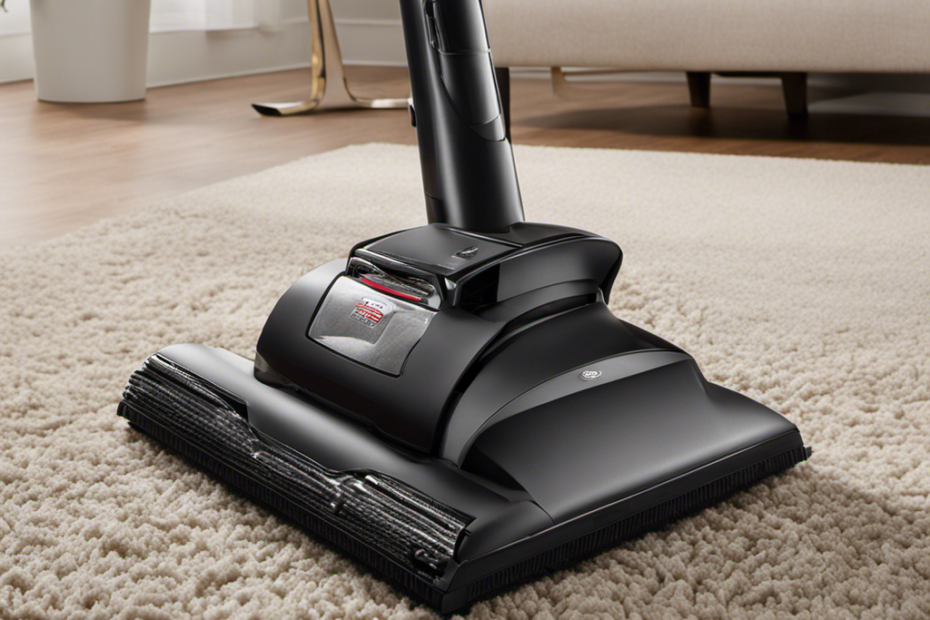 An image that showcases a vacuum cleaner with a specialized pet hair attachment effortlessly gliding over a carpet