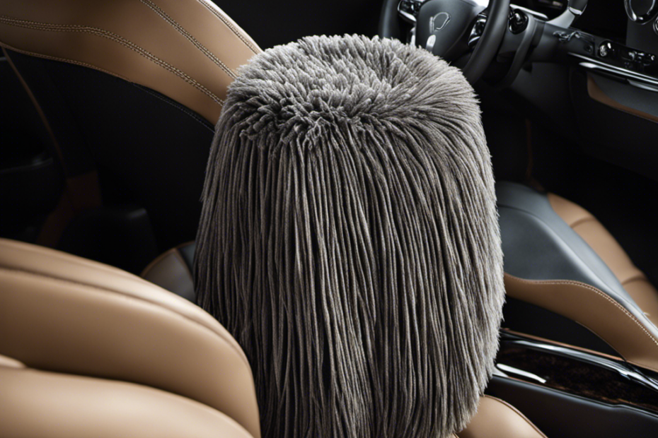 An image featuring a close-up view of a cloth car seat, covered in fine strands of pet hair