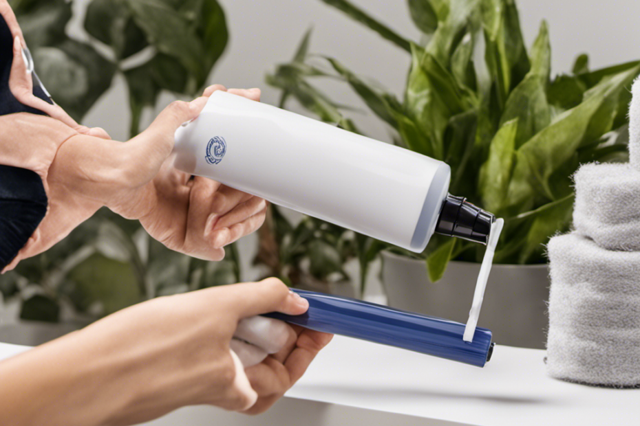 An image capturing a hands-on demonstration of a person using a lint roller to effortlessly remove an abundance of stubborn pet hair from freshly dried clothes, showcasing the effectiveness of the technique