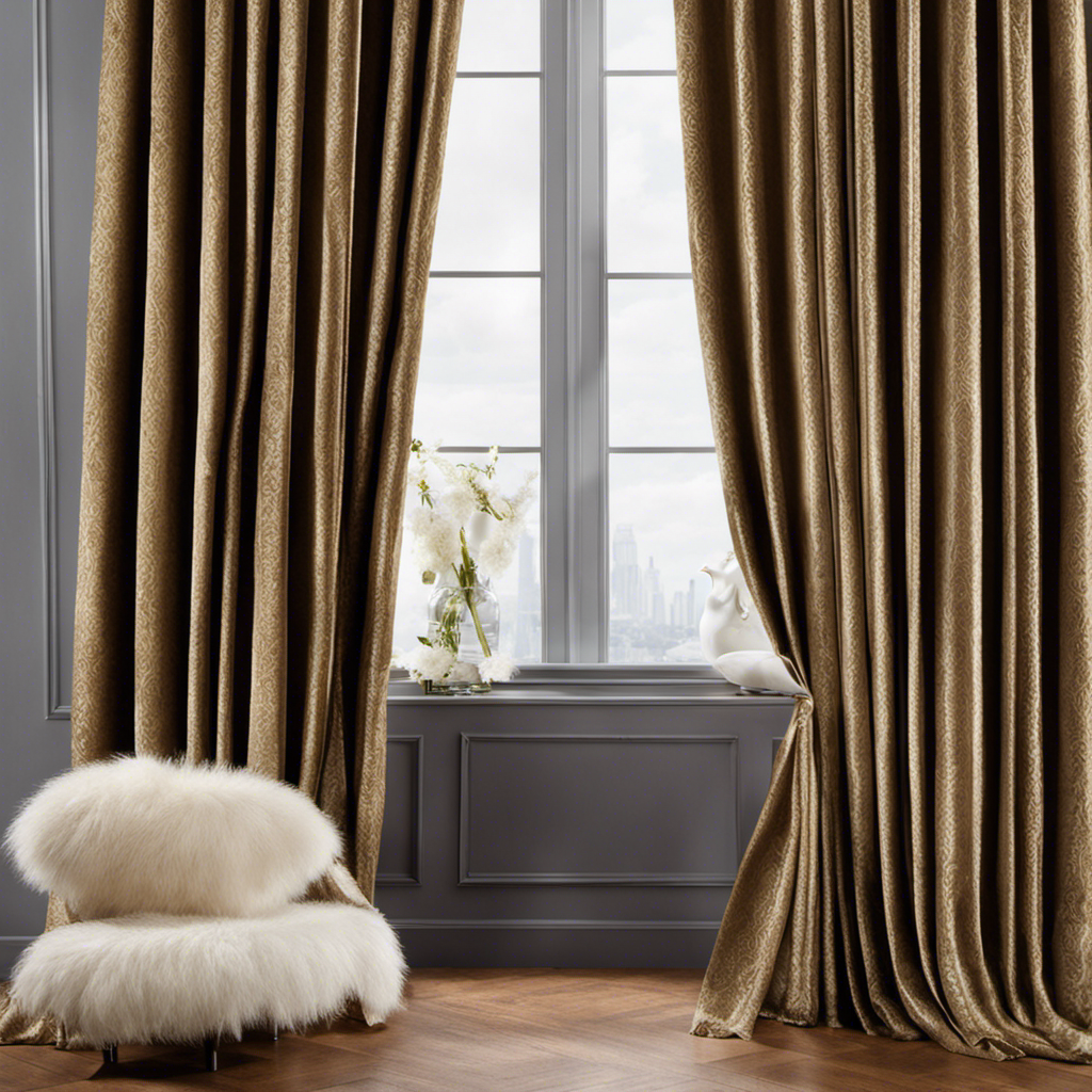 An image showcasing a pair of curtains covered in pet hair