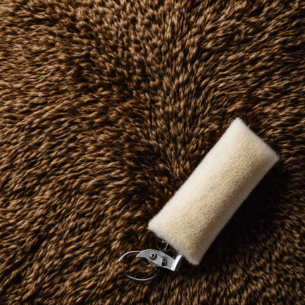 An image showcasing a close-up of a fabric cushion covered in pet hair