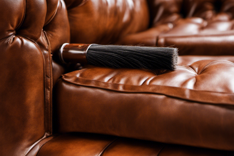 Create an image showcasing a leather couch covered in pet hair