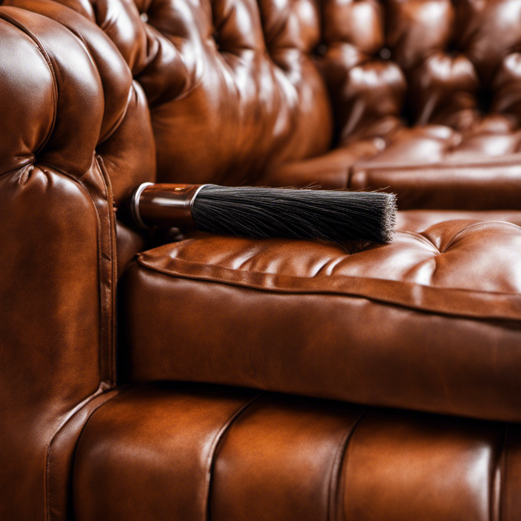 Create an image showcasing a leather couch covered in pet hair