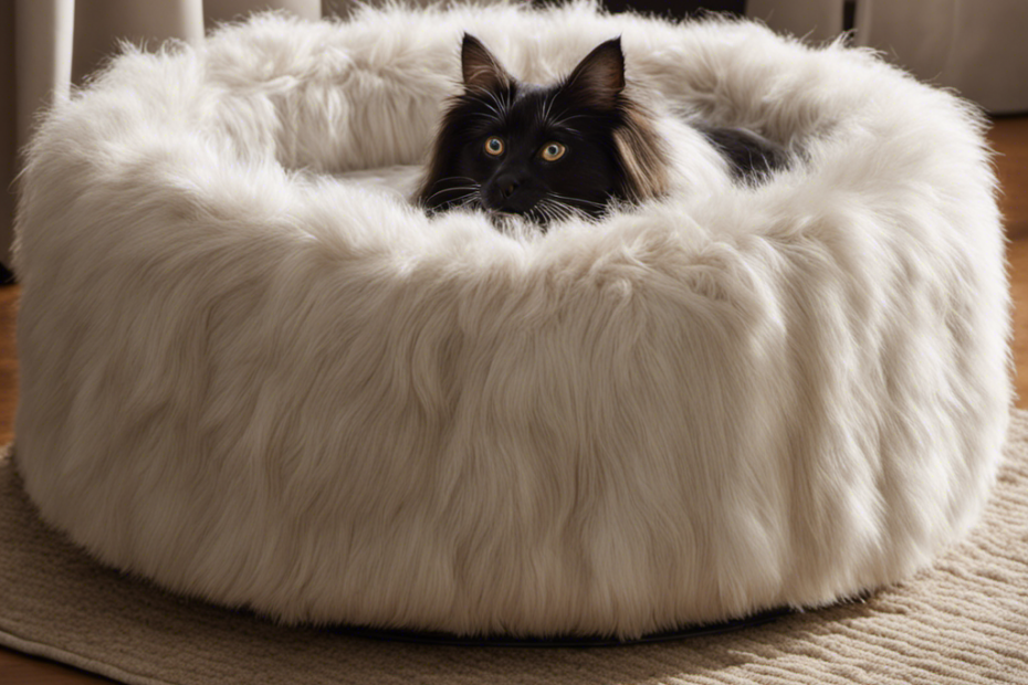 An image showcasing a cozy pet bed covered in soft fur